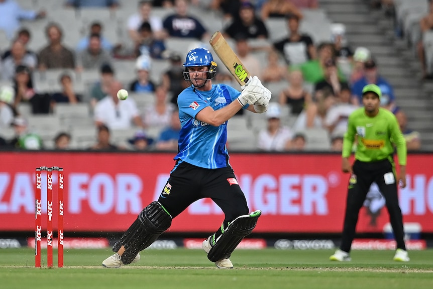 Adelaide Strikers batsman Ian Cockbain in action during their BBL match against the Sydney Thunder