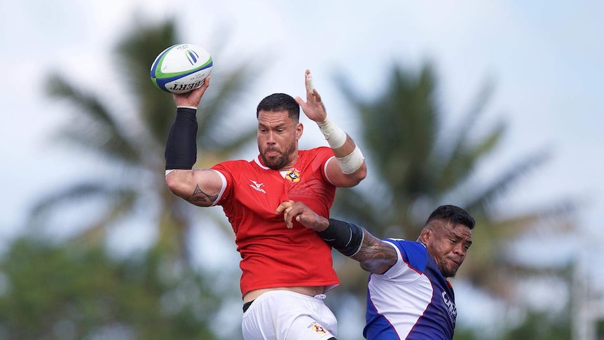 Tonga in action against Samoa, Suva 2018