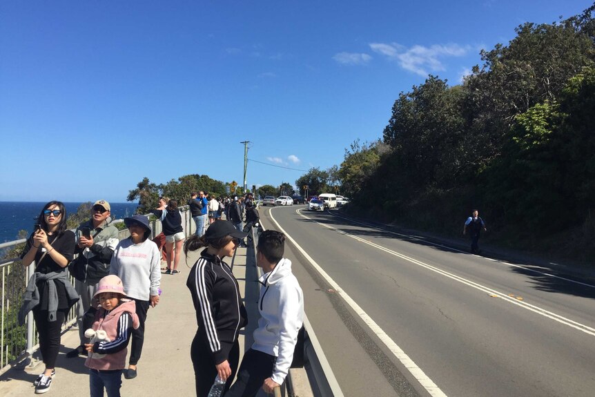Crowds on scene after cliff fall