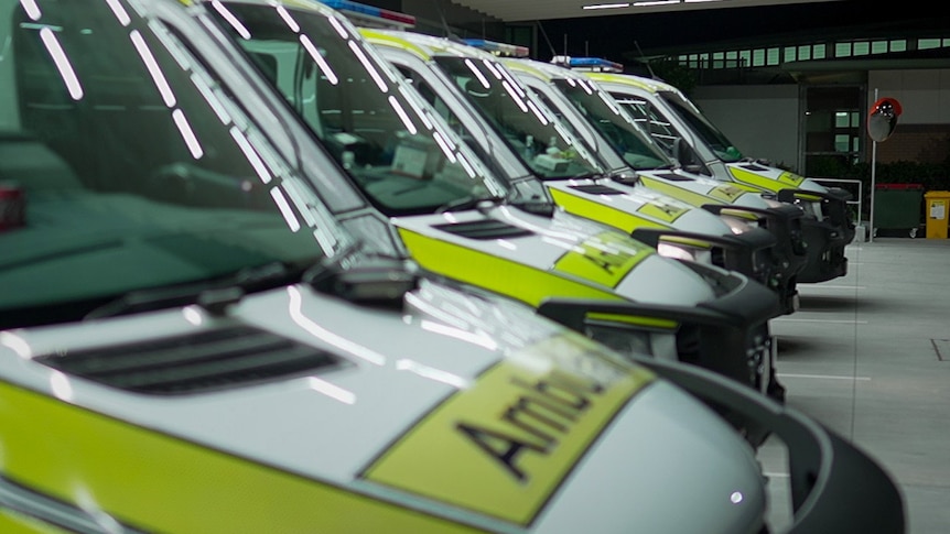Ambulances parked at hospital
