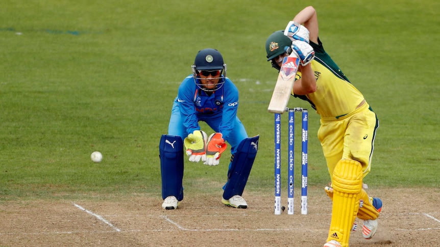 Australia's Ellyse Perry batting against India at the Women's Cricket World Cup on July 12, 2017.