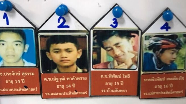 A list from inside the Chiang Rai hospital revealing the names of the first four rescued.