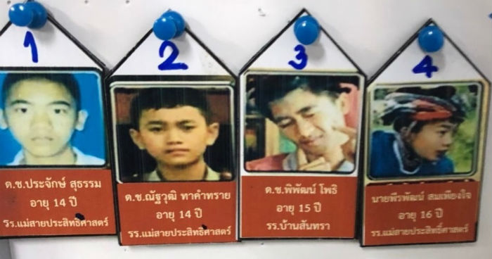 A list from inside the Chiang Rai hospital revealing the names of the first four rescued.