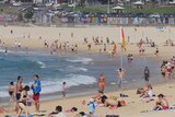 Crowds of people on Bondi Beach