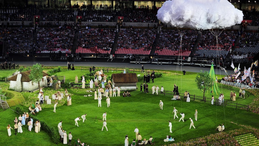 Performers act out a scene during the Opening Ceremony of the London 2012 Olympic Games.