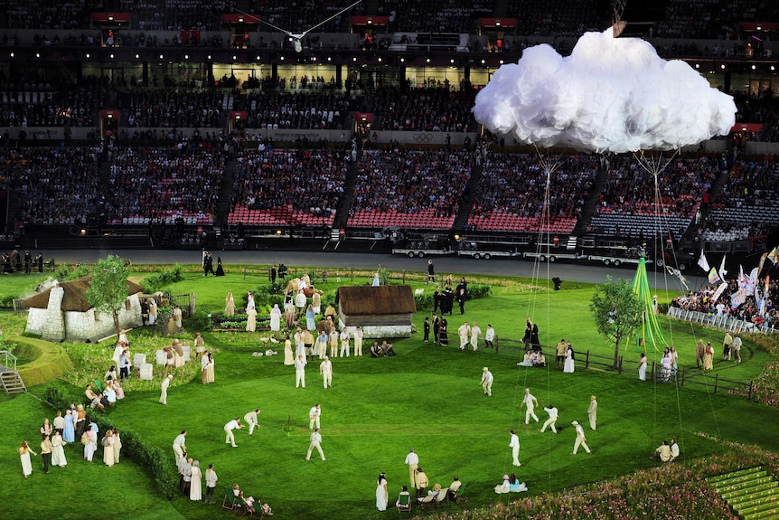 Performers act out a scene during the Opening Ceremony of the London 2012 Olympic Games.