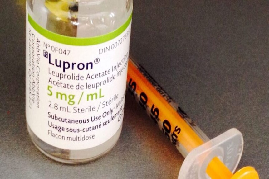 A bottle of the anaphrodisiac drug Lupron