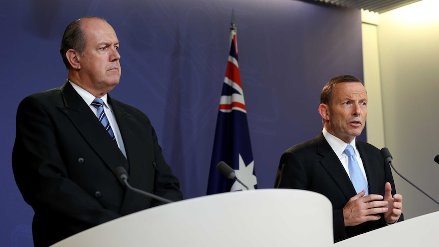 Defence Minister David Johnston and Prime Minister Tony Abbott