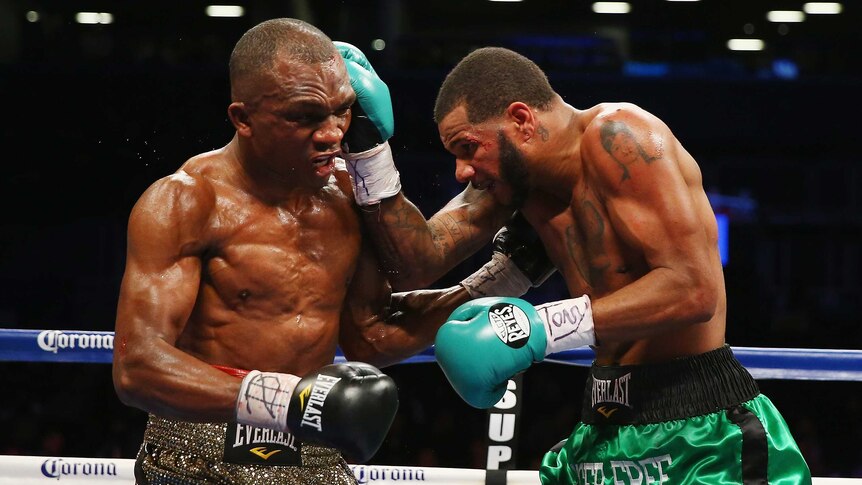 Sakio Bika tussles with Anthony Dirrell in New York