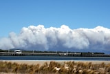 Smoke from the Wilsons Promontory bushfire rises into the sky