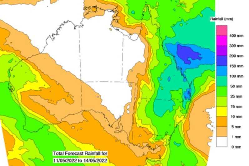 4 day rainfall forecast map of Australia