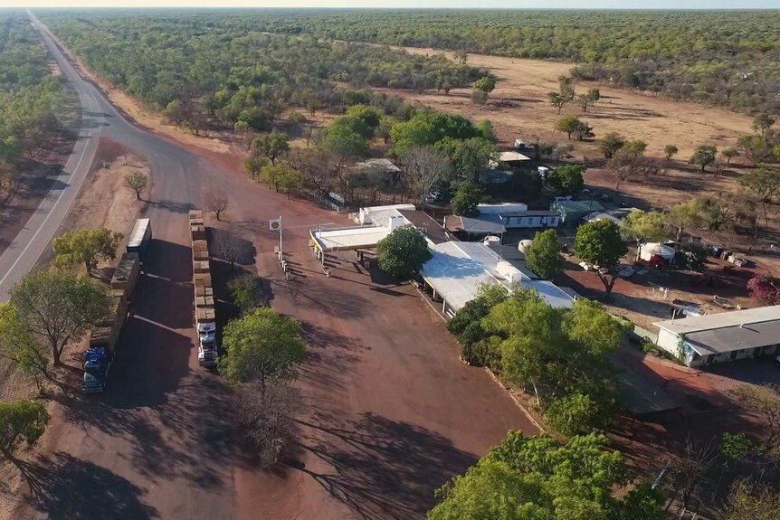 An aerial view of Dunmarra on the Stuart Highway.