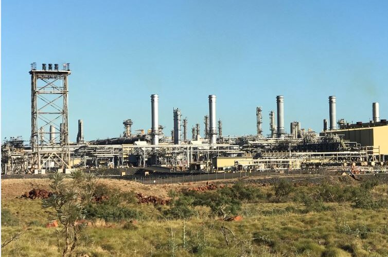 A photos of steel structures which make up the Karratha Gas Plant