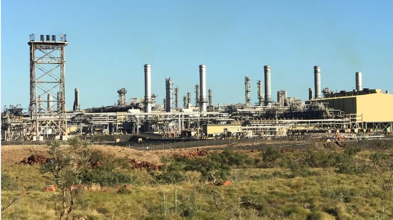 A photos of steel structures which make up the Karratha Gas Plant
