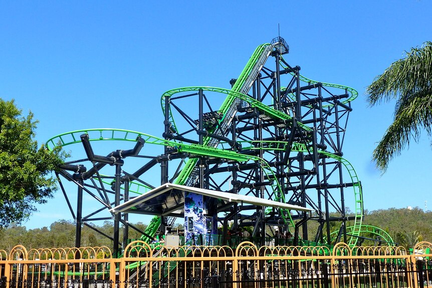 The Green Lantern at Movieworld was stopped in its tracks twice yesterday.