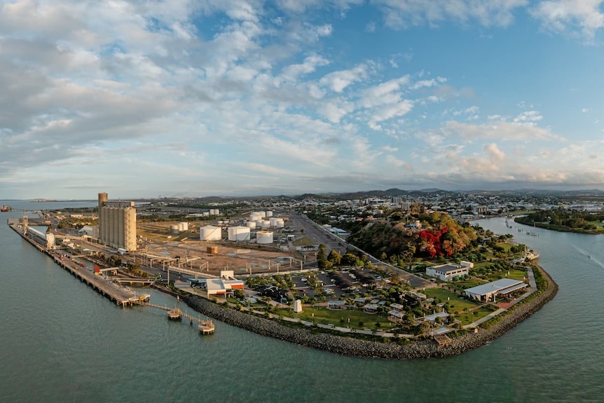 Aerial photo of Port of Gladstone Port in central Queensland.