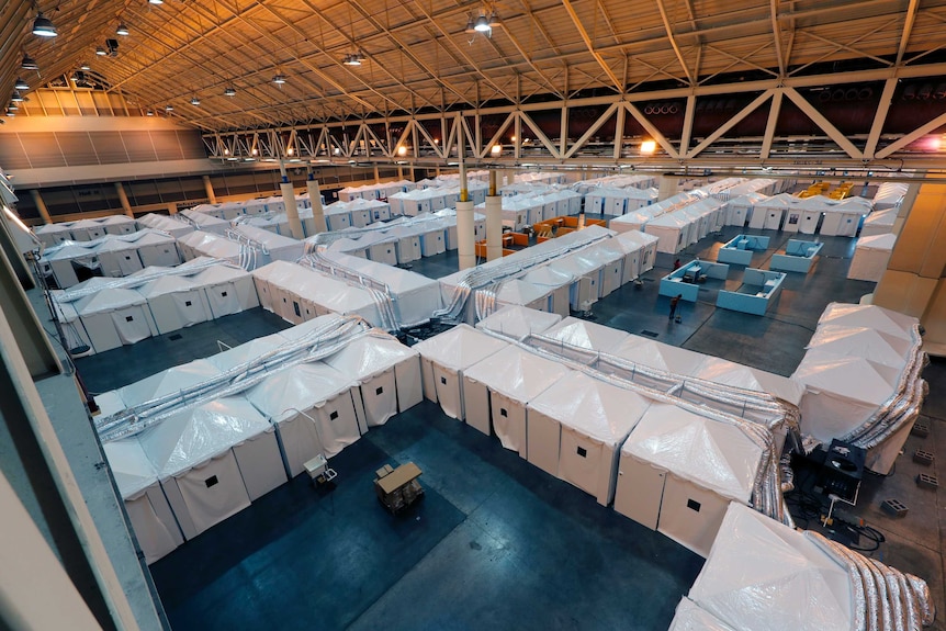 A temporary hospital set in the Ernest N. Morial Convention Centre in New Orleans, with 1,000 hospital beds.