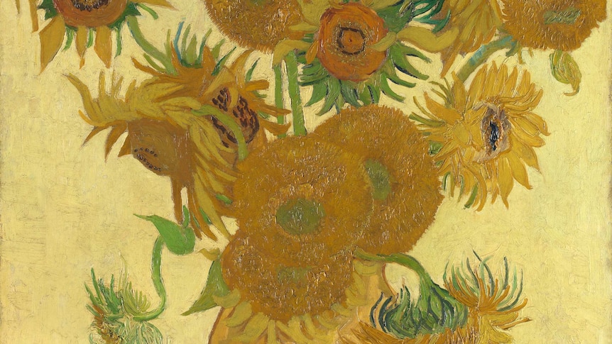 The famous oil painting of sunflowers.