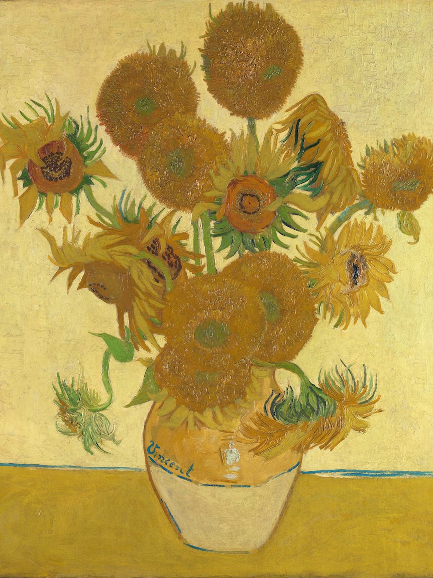 The famous oil painting of sunflowers.