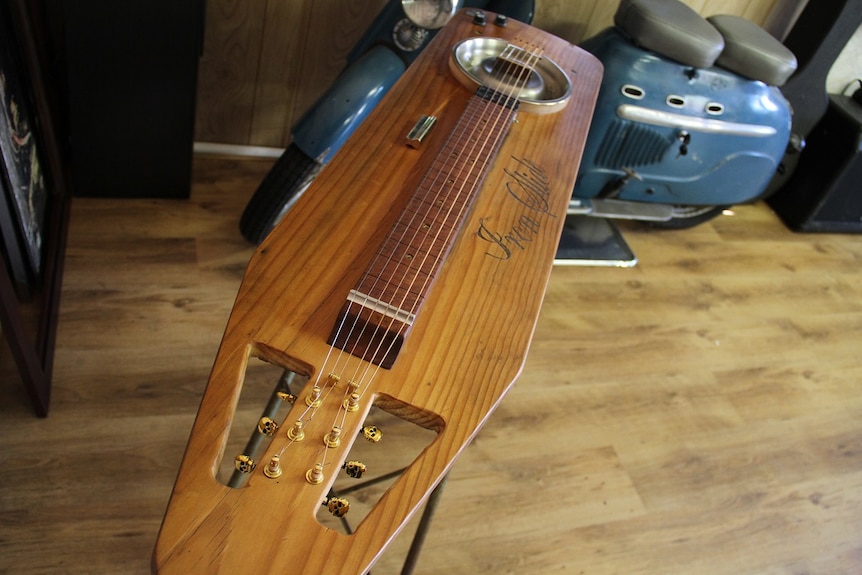 This old ironing board made a good lap steel guitar.