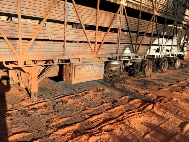 Fire damage on a road train trailer.