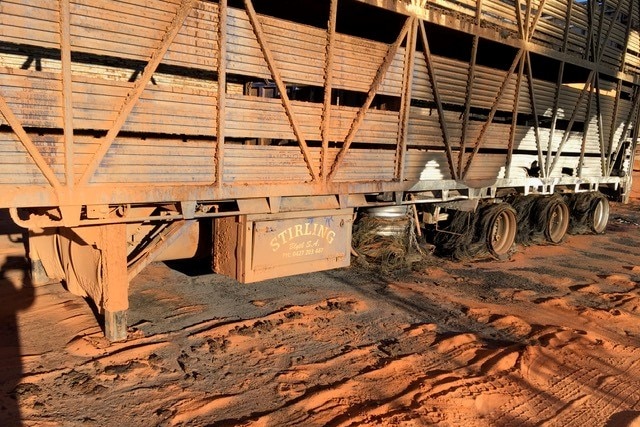 Fire damage on a road train trailer.