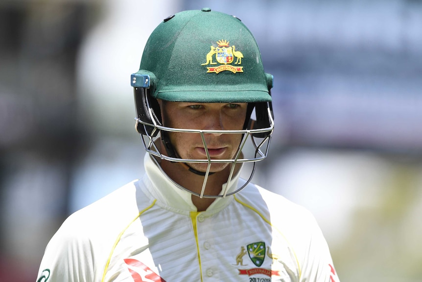 Peter Handscomb walks off the field after being dismissed on day four of the second Ashes Test at Adelaide Oval.