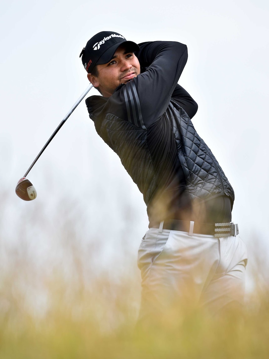 Jason Day drives at British Open