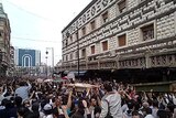 Thousands of Syrians attend a funeral in Homs