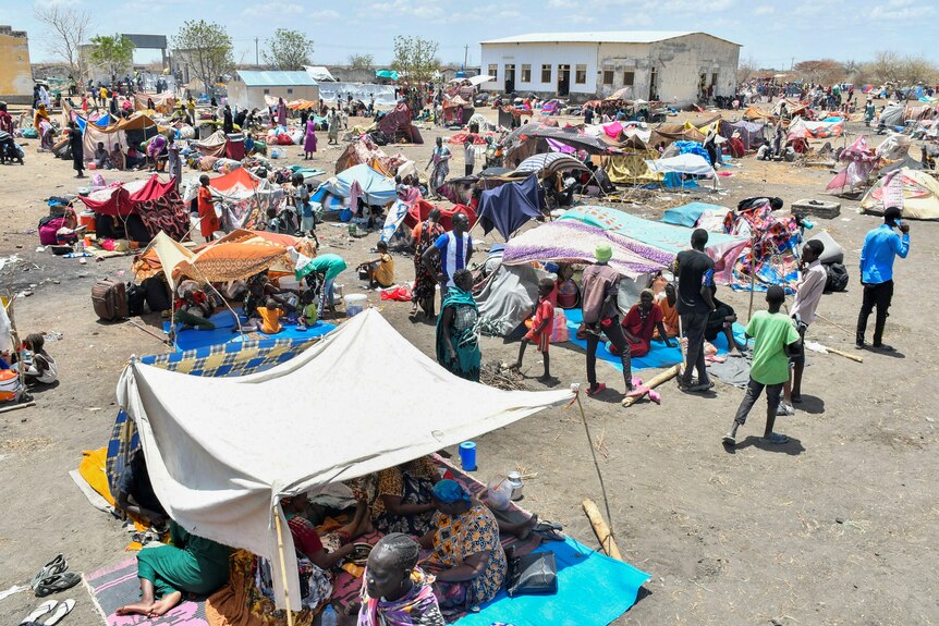 Civilians at a refugee camp in Sudan.