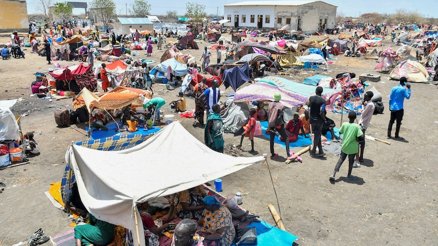 Civilians at a refugee camp in Sudan.