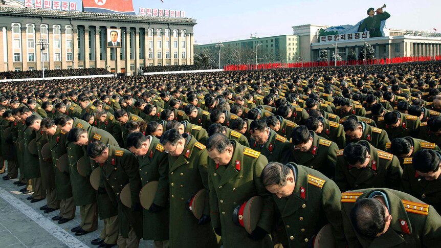 North Koreans gather for Kim Jong-il's memorial service