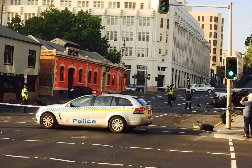 Davey Street Hobart blocked off after fatal crash