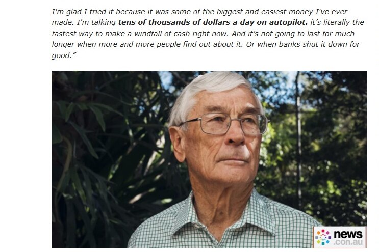 A fake news article with a photo of Dick Smith in the middle.
