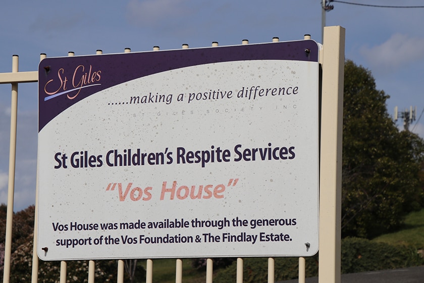 Signage at St Giles Children's Respite Services, Tasmania.