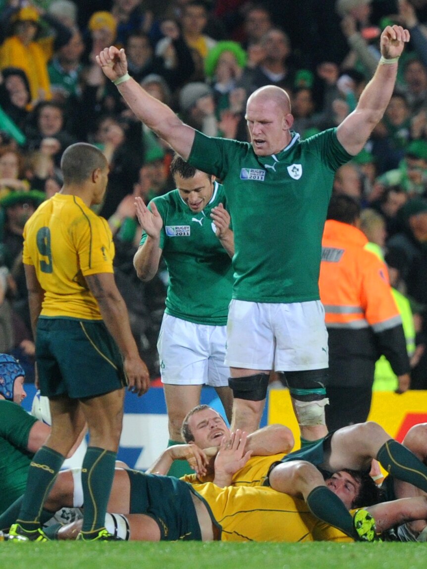 Shock win ... Ireland lock Paul O'Connell celebrates his side's victory (Gabriel Bouys: AFP Photo)