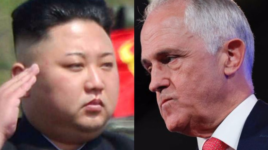 A composite image of Kim Jong-un and Malcolm Turnbull.