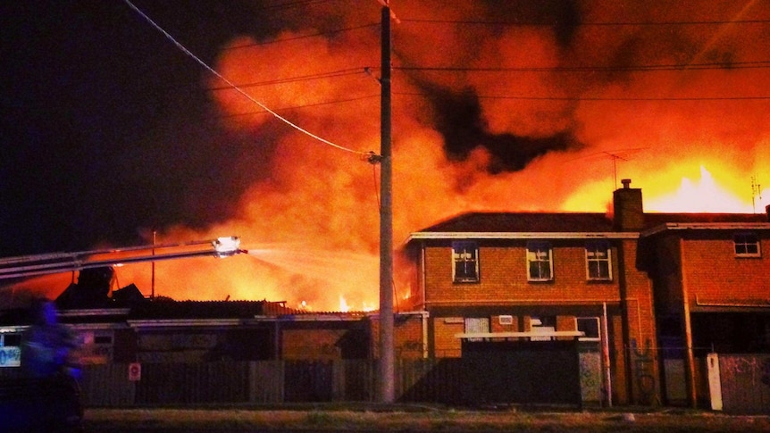 Fire engulfs the old Geelong Golf Club.
