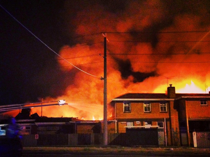 Fire engulfs the old Geelong Golf Club.