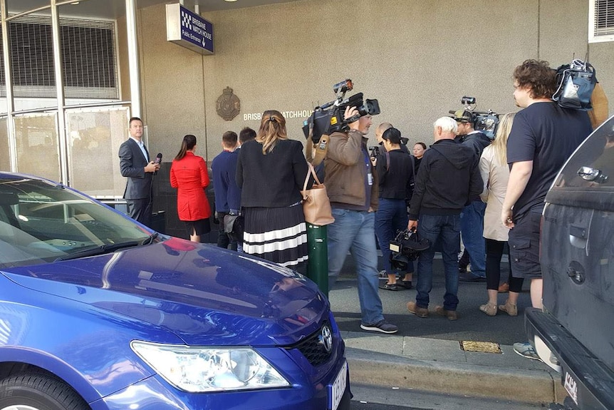 Media waiting outside Brisbane watch house on June 21, 2017 for former Ipswich major Paul Pisasale to appear.