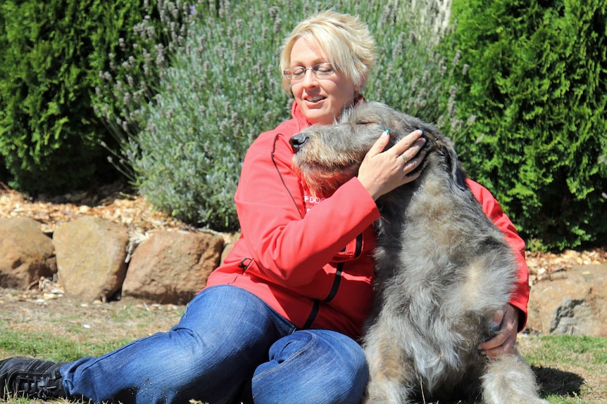 Kristy Pearcey with her Irish wolfhound