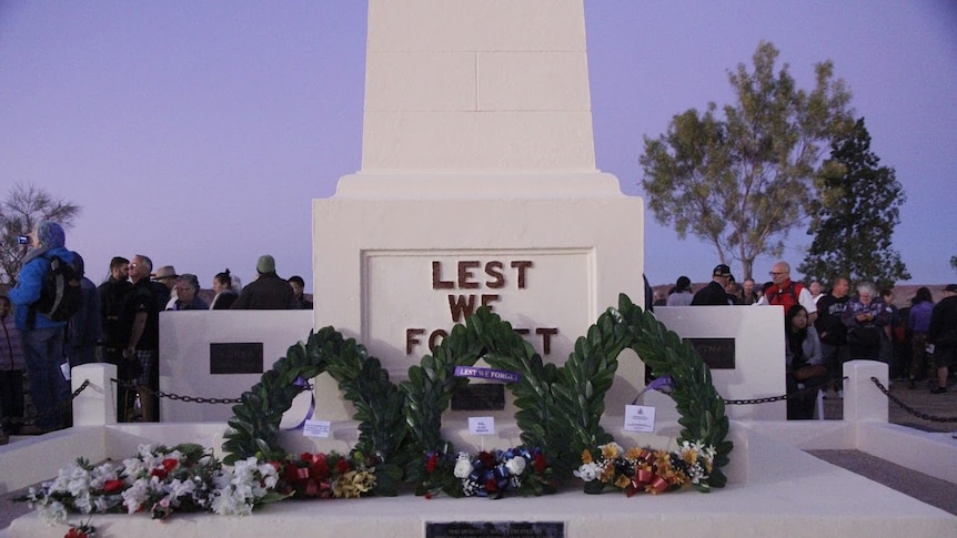 Wreaths were laid at the Alice Springs War Memorial on Anzac Hill.