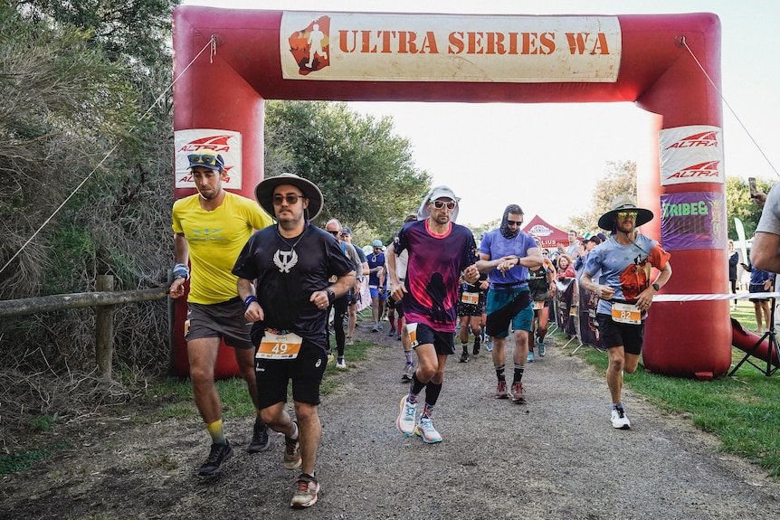 Runners at the starting line of a Perth ultra marathon