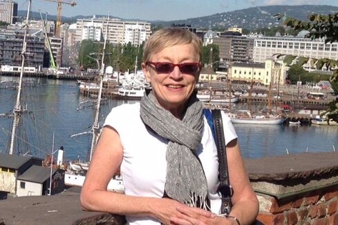 Professor Kathy Eagar in front of Sydney Harbour