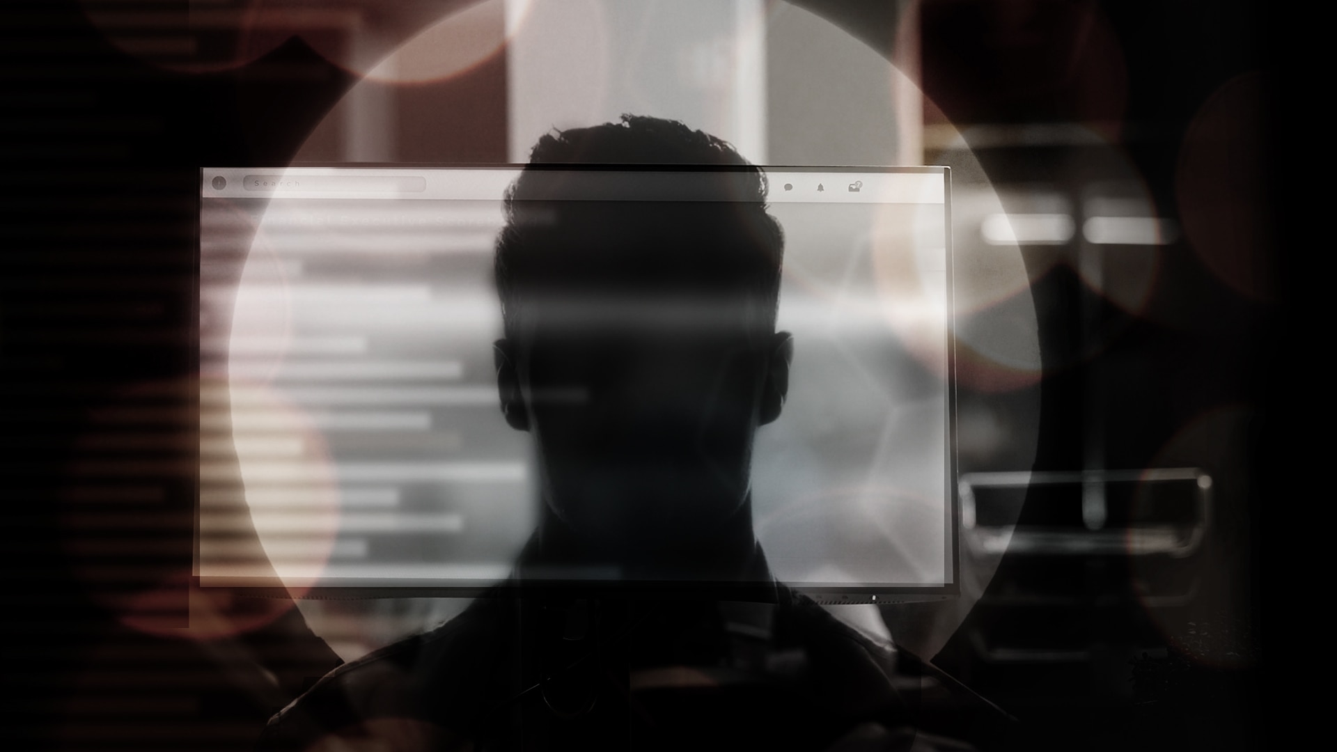 An illustration of a head and a computer screen inside a circle. 