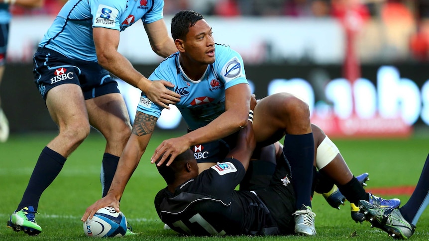 Israel Folau scores a try for the Waratahs against the Kings in Port Elizabeth.
