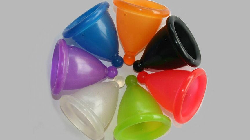 Menstrual cups come in a range of colours.
