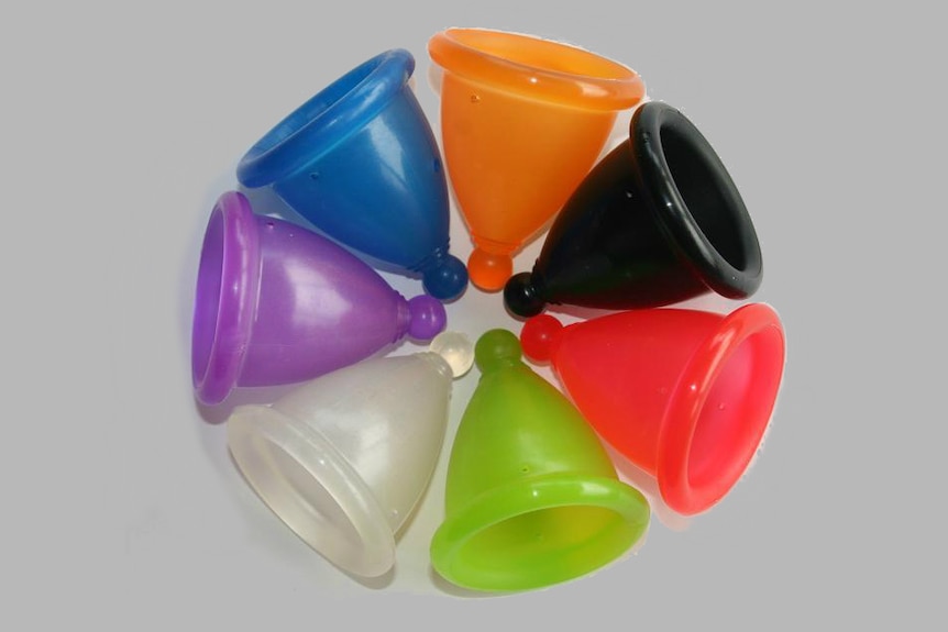 Menstrual cups come in a range of colours.