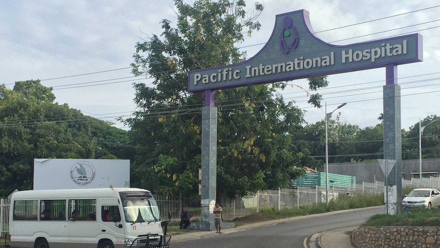 A sign reading "Pacific International Hospital"