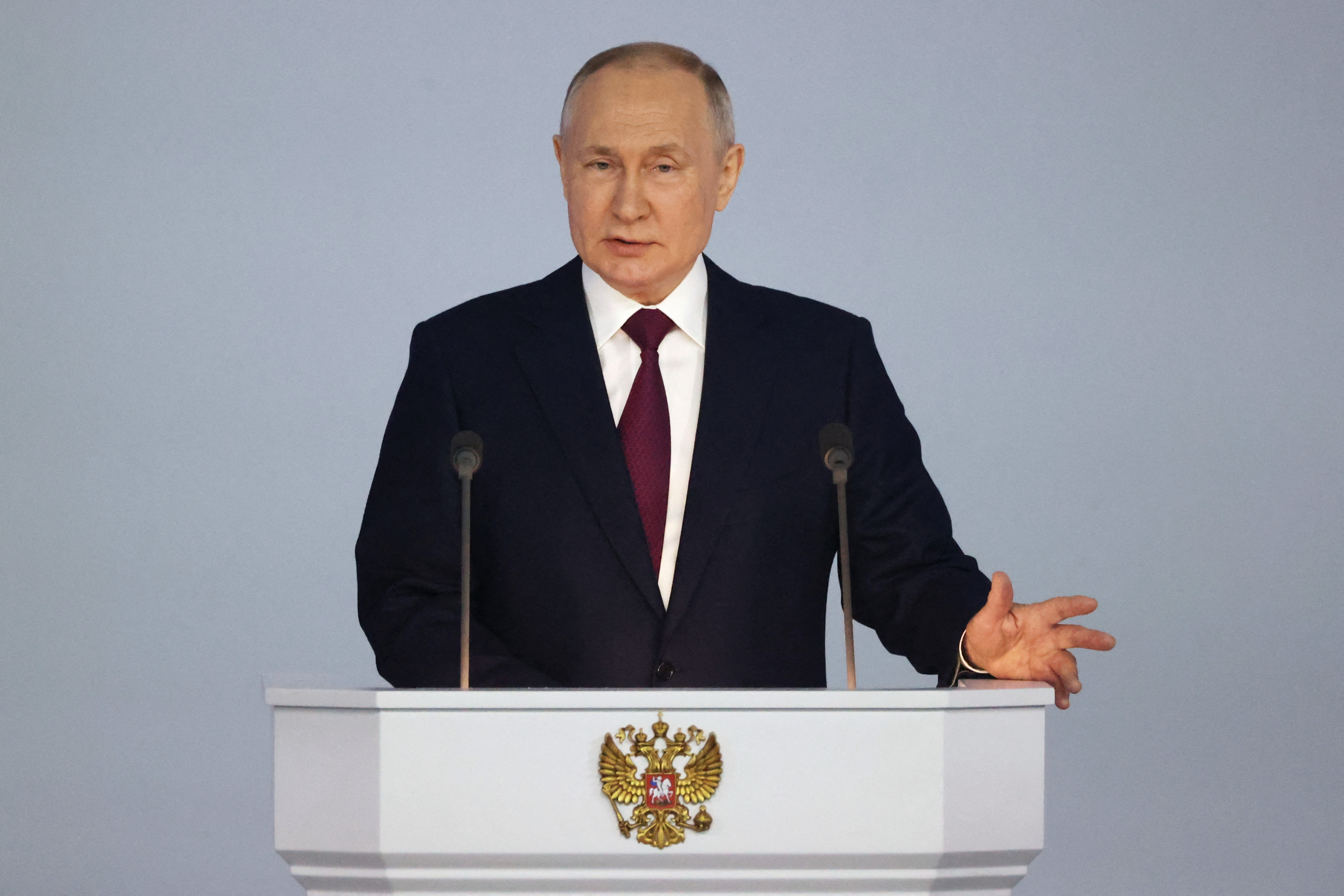 俄罗斯总统弗拉基米尔·普京向联邦议会发表年度讲话。